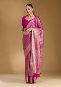 Magenta Pink Zariwork Silk Saree