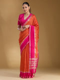 Orange Zariwork (Gold) Cotton Silk Saree