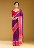 Purple Zariwork (Gold) Cotton Silk Saree