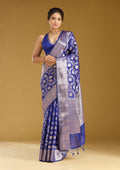 Royal Blue Zariwork Cotton Silk Saree