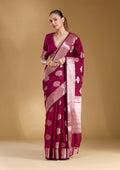Magenta Pink Zariwork (Gold) Cotton Silk Saree