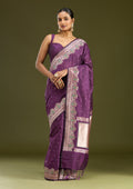 Purple Zariwork (Gold) Cotton Silk Saree