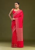 Magenta Pink Zariwork (Gold) Georgette Silk Saree