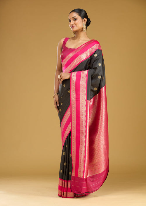 Black Zariwork (Gold) Silk Saree