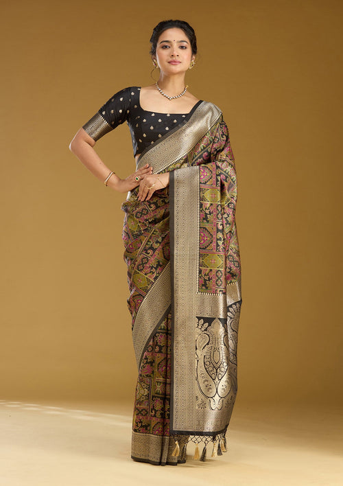 Black Zariwork (Silver) Art Silk Saree