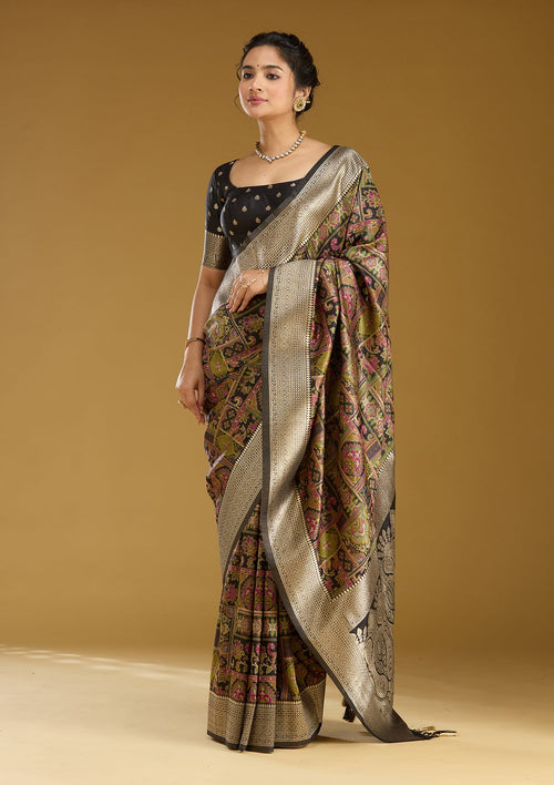 Black Zariwork (Silver) Art Silk Saree