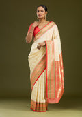 Off White Zariwork (Gold) Silk Saree
