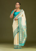 Off White Zariwork (Gold) Silk Saree