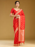 Orange Zariwork (Gold) Silk Saree
