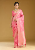 Pink Zariwork (Gold) Silk Saree