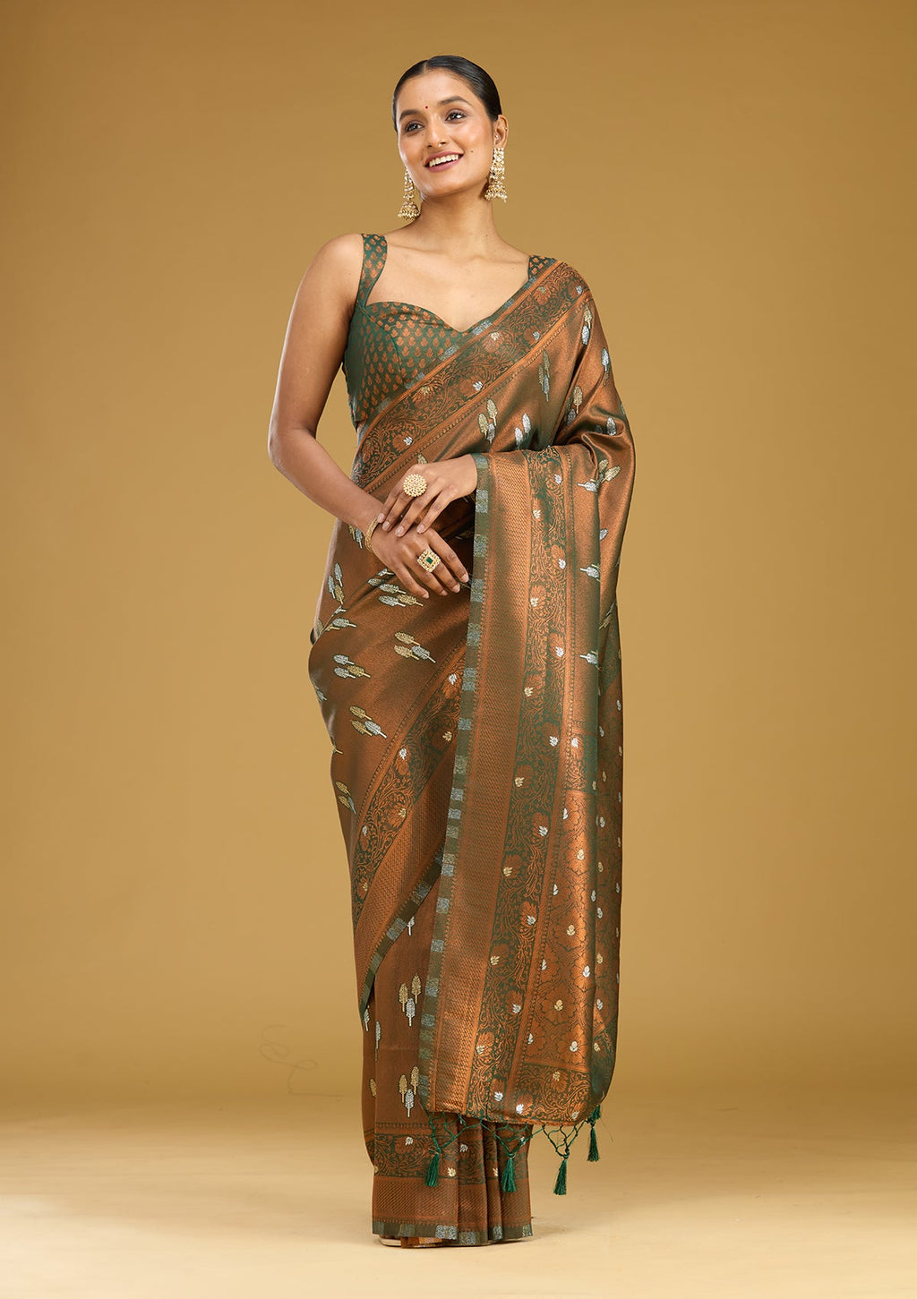 Mehendi Zariwork (Gold) Silk Saree