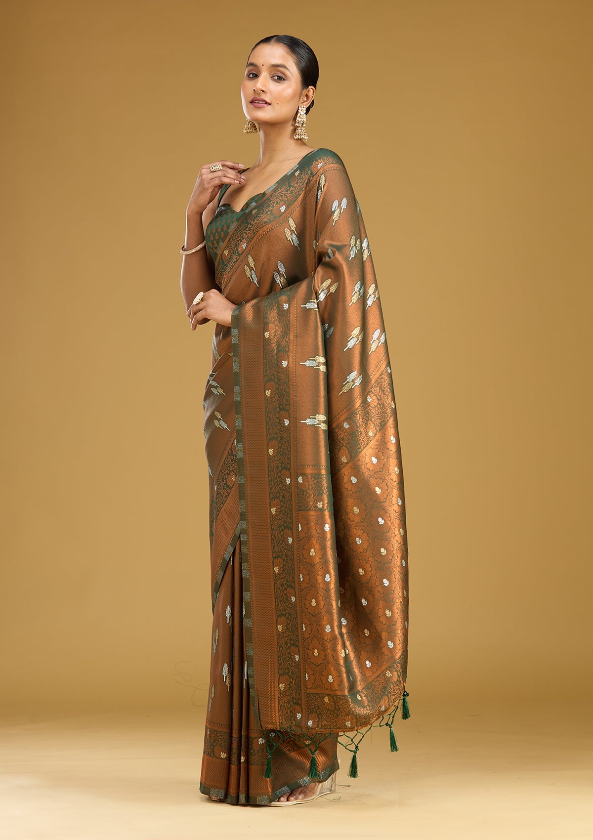 Mehendi Zariwork (Gold) Silk Saree