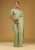 Sea Green Zariwork (Gold) Silk Saree