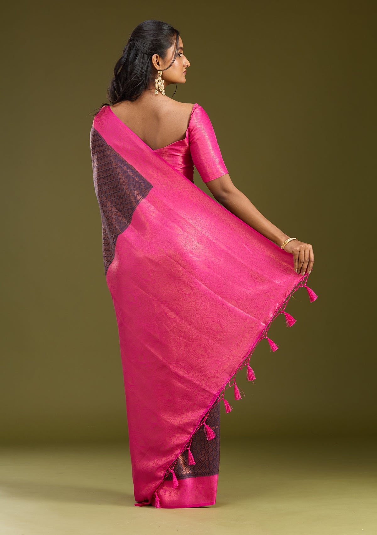Navy Blue Zariwork (Gold) Silk Saree