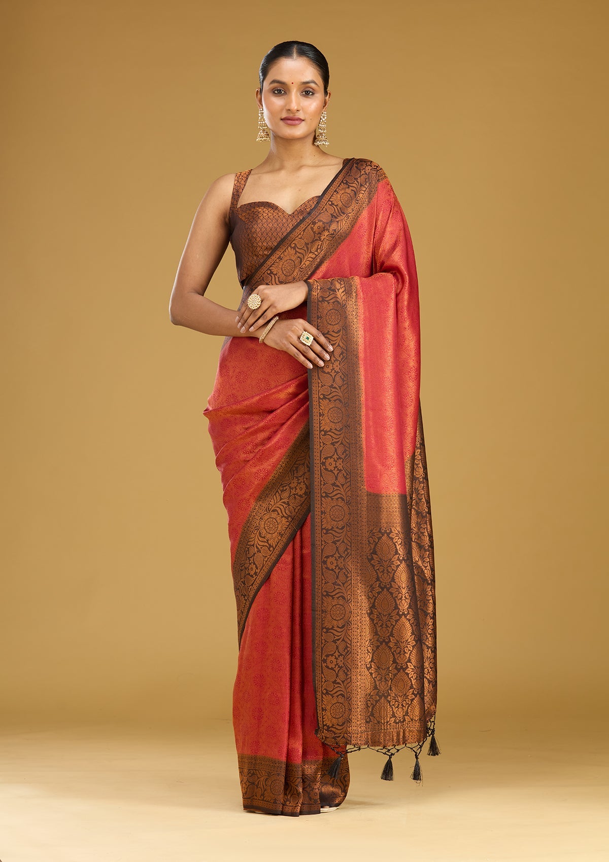 Maroon Zariwork (Gold) Silk Saree