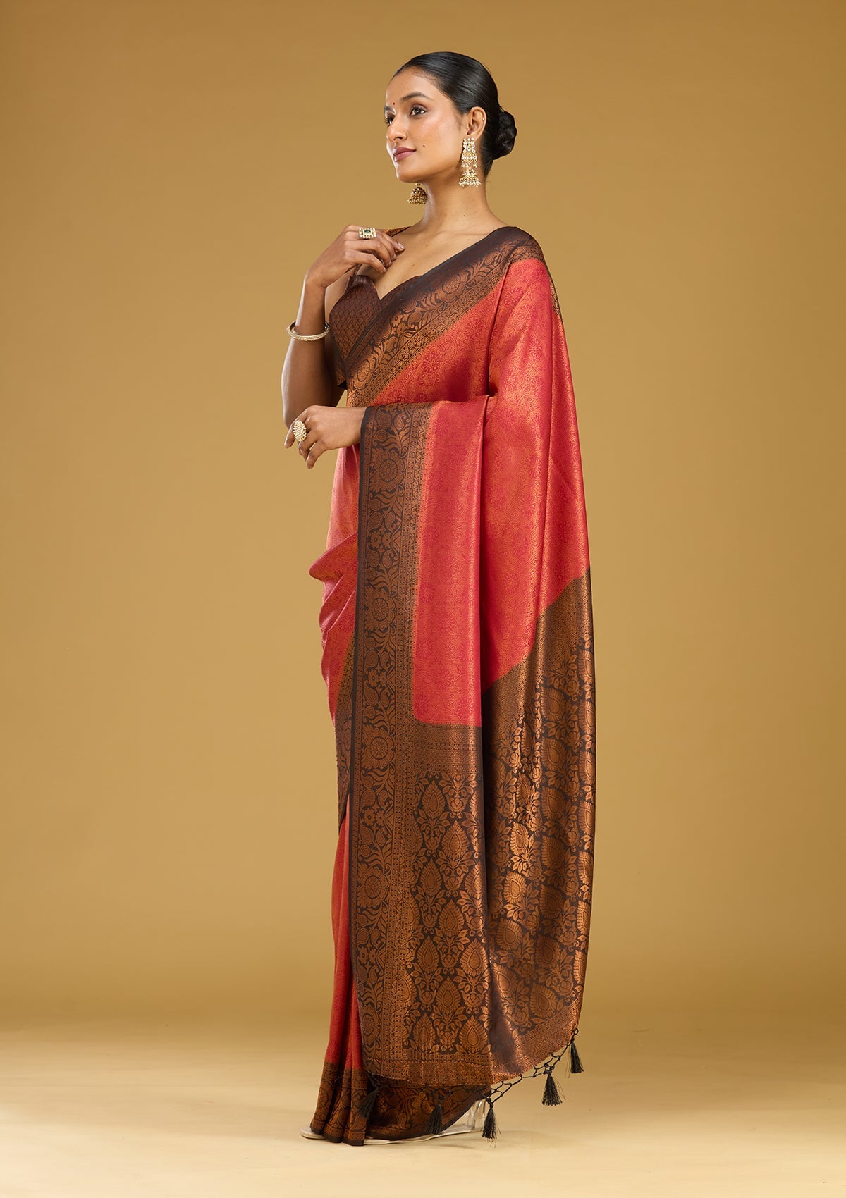 Maroon Zariwork (Gold) Silk Saree