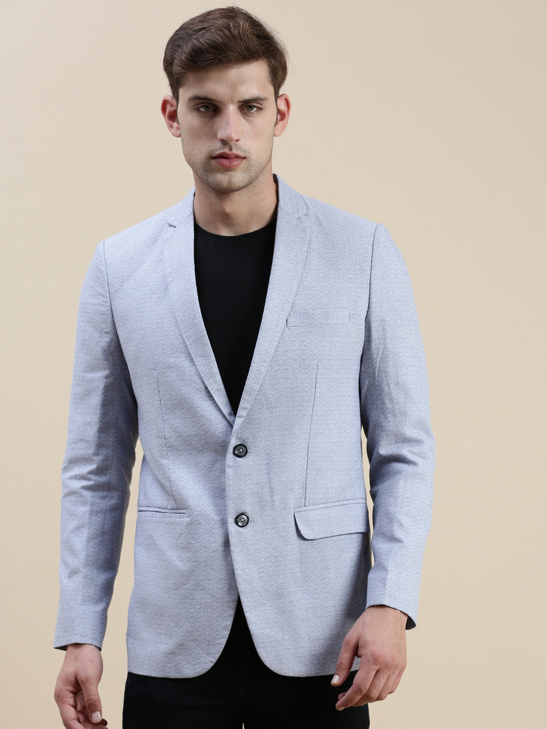 Men's Blue Slim-Fit Single-Breasted Casual Blazer