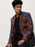 Men's Multi Printed Notched Lapel Single Breasted Blazer