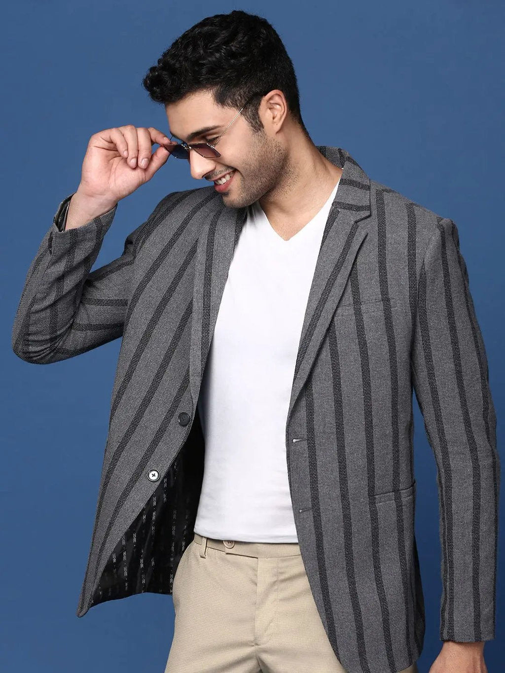 Men's Charcoal Slim Fit Single Breasted Slim Fit Formal Blazer