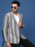 Men's Grey Slim Fit Single Breasted Cotton Casual Blazer