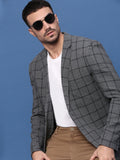 Men's Grey Slim Fit Notched Lapel Single Breasted Blazer