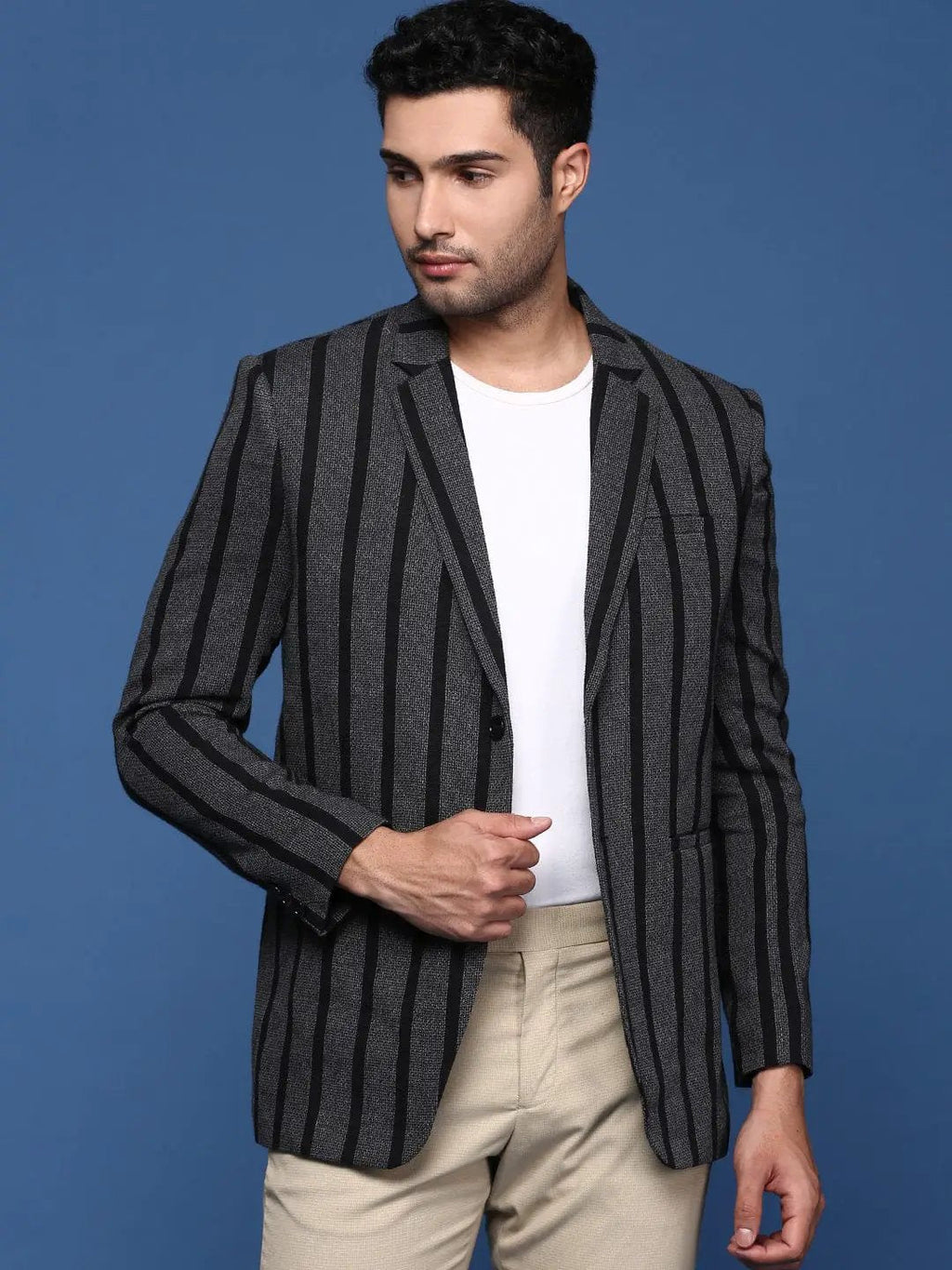 Men's Charcoal Slim Fit Single Breasted Formal Blazer