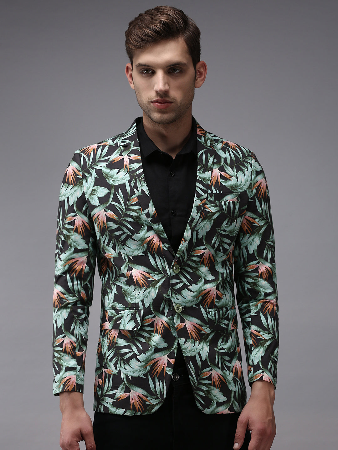 Men's Grey Printed Blazer