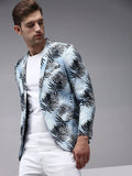 Men's Blue Printed Single Breasted Blazers