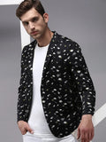 Men's Black Printed Single-Breasted Blazer
