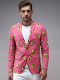 Men's Pink Printed Single-Breasted Blazer