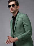 Men's Green Printed Single Breasted Blazers