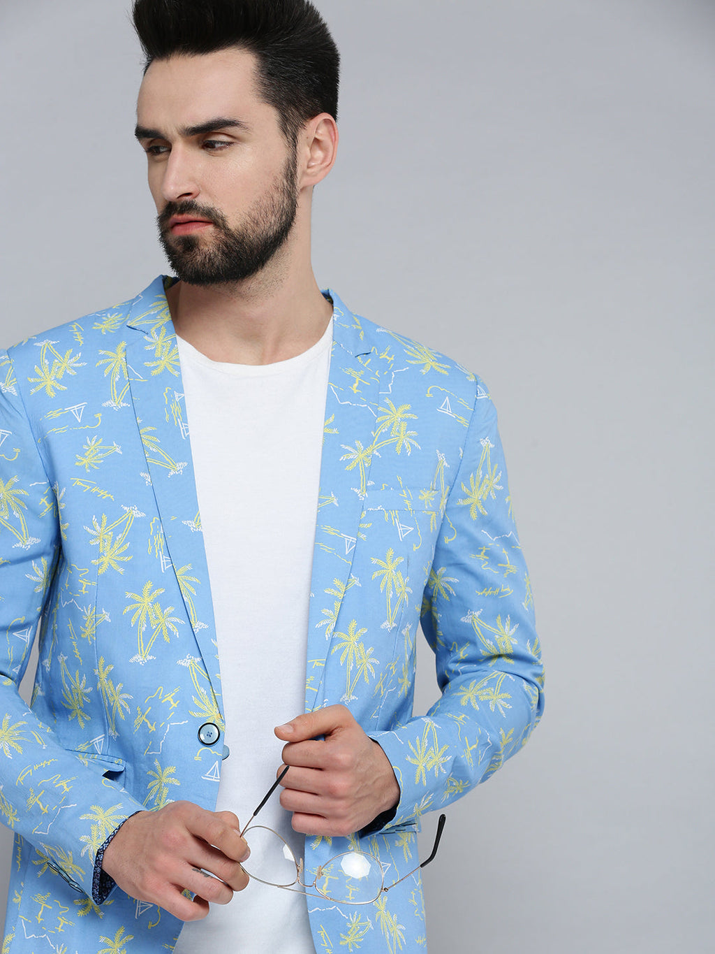Men's Blue Printed Blazer