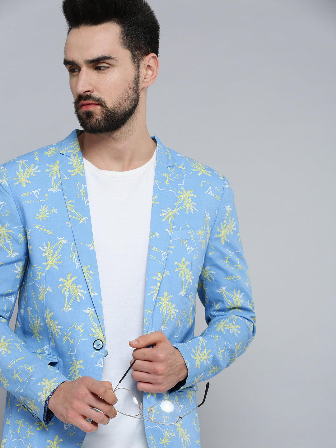 Men's Blue Printed Blazer