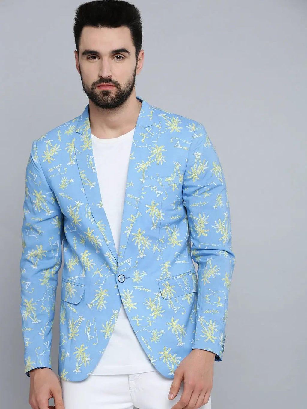 Men's Blue Printed Blazer