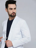 Men's Mandarin Collar Printed White Blazer