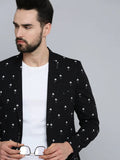 Men's Black Printed Single-Breasted Party Blazers