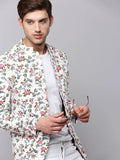 Men's White Printed Slim-Fit Bandhgala Blazer