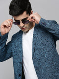 Men's Black Paisley Printed Slim-Fit Single Breasted Blazer