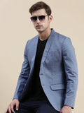 Men's Blue Printed Notched Lapel Blazers