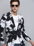 Men's Black Printed Single Breasted Blazer