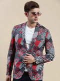 Men's Multi Printed Notched Lapel Slim-Fit Single-Breasted Blazer