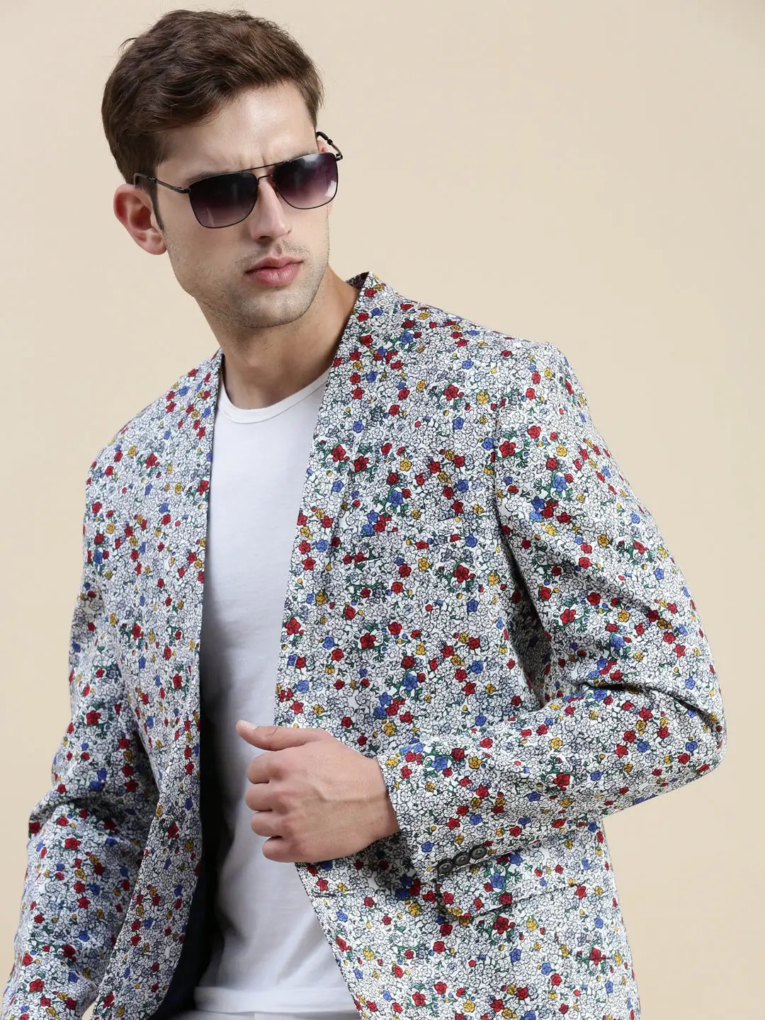 Men's Multi Floral-Printed Single Breasted Formal Blazers