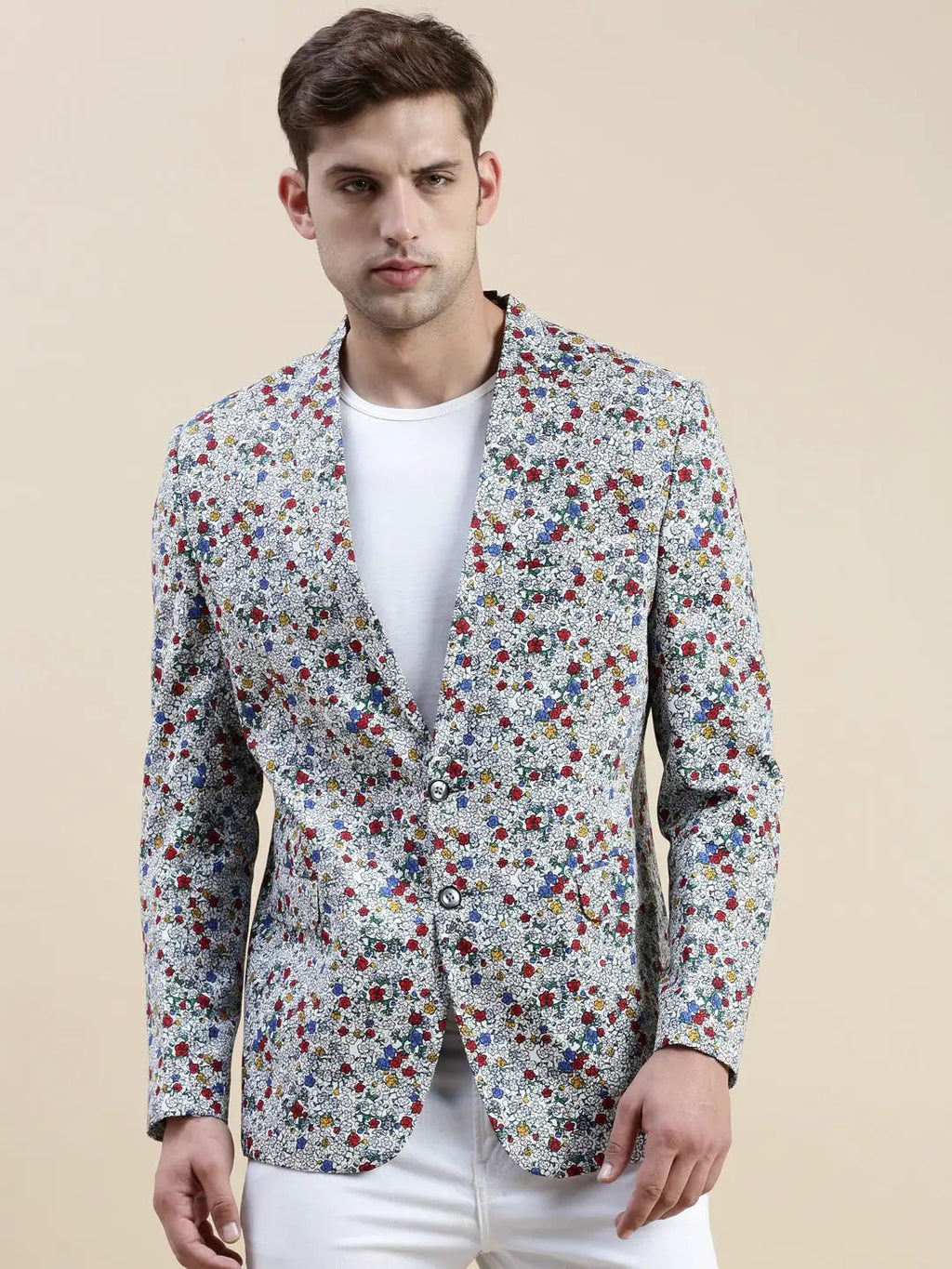 Men's Multi Floral-Printed Single Breasted Formal Blazers