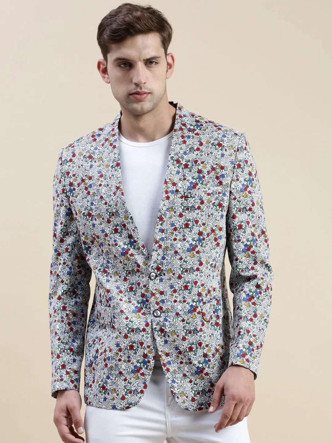 Men's Multi Floral-Printed Single Breasted Formal Blazers