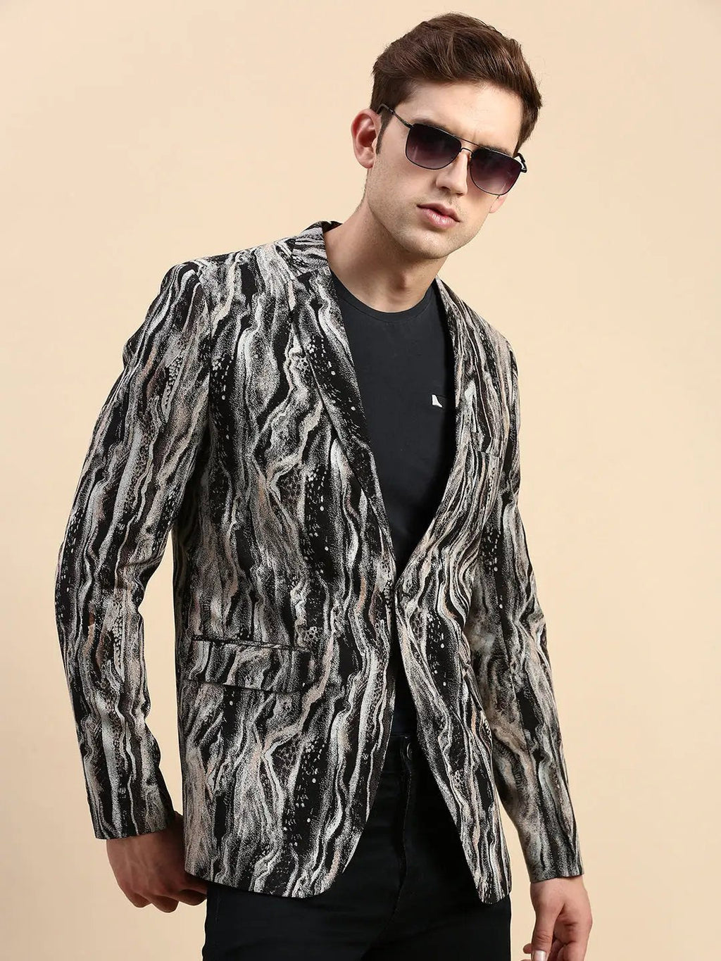 Men's Multi Printed Slim-Fit Single Breasted Blazer