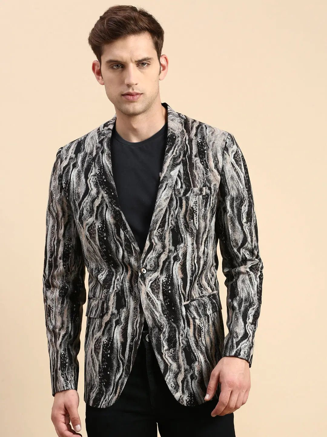 Men's Multi Printed Slim-Fit Single Breasted Blazer