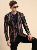Men's Black Printed Slim-Fit Single Breasted Blazer