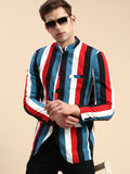Men's Multi Striped Slim Fit Bandhgala Blazer