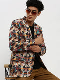 Men's Multi Printed Single Breasted Slim Fit Blazer