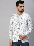 Men's White Printed Single-Breasted Party Blazer